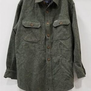 Woolrich Green Lightweight Shirt Jacket Utilitarian Design
